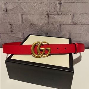Gucci Marmont Red GG Belt 1” Width